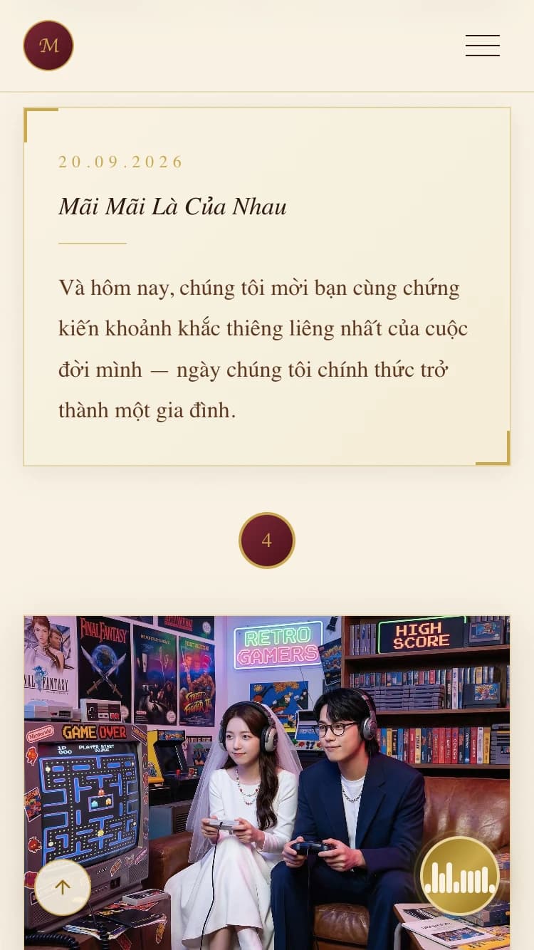 Mẫu thiệp cưới The Royal Wax Seal — Dấu Ấn Hoàng Gia — cảm giác nhận bức thư tay từ giới quý tộc với dấu sáp và phong bì mỹ thuật.