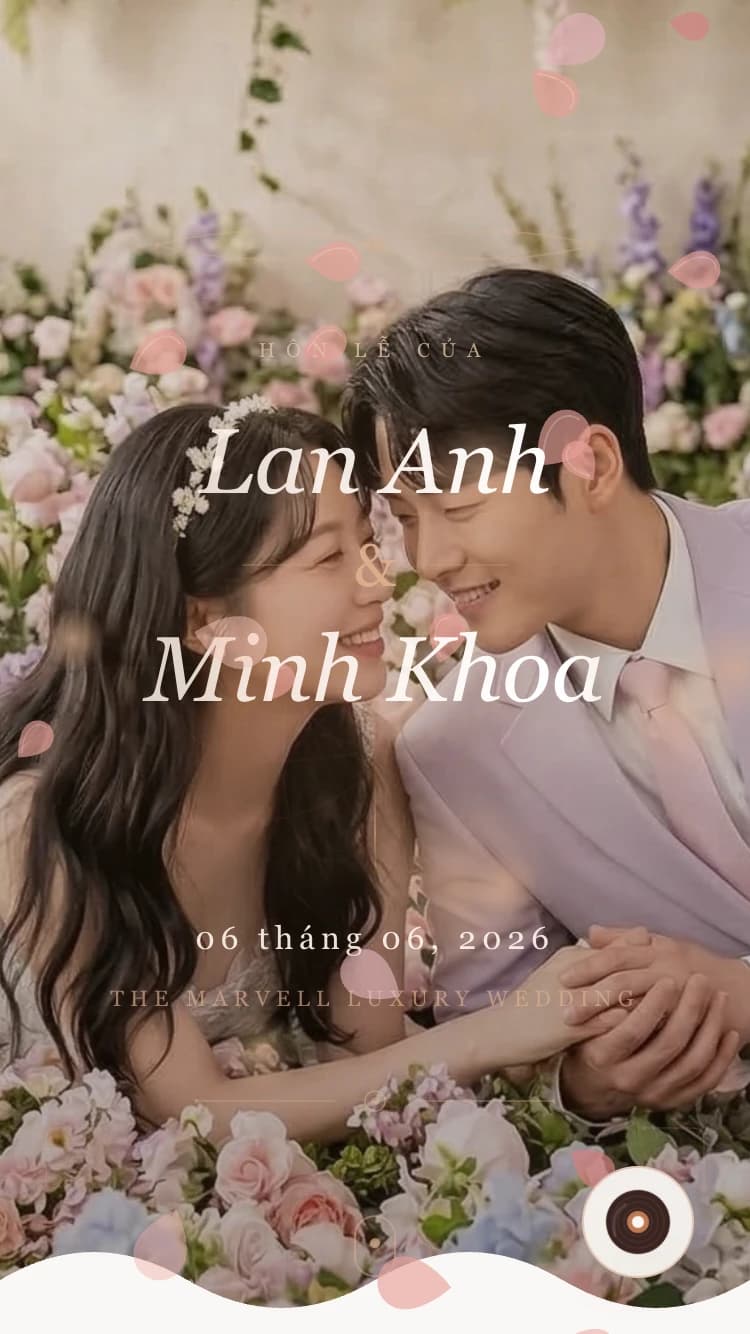 Mẫu thiệp cưới Silk & Motion — Lụa & Chuyển Động — mềm mại, tinh tế với những chuyển động nhẹ nhàng tạo cảm giác sang trọng.